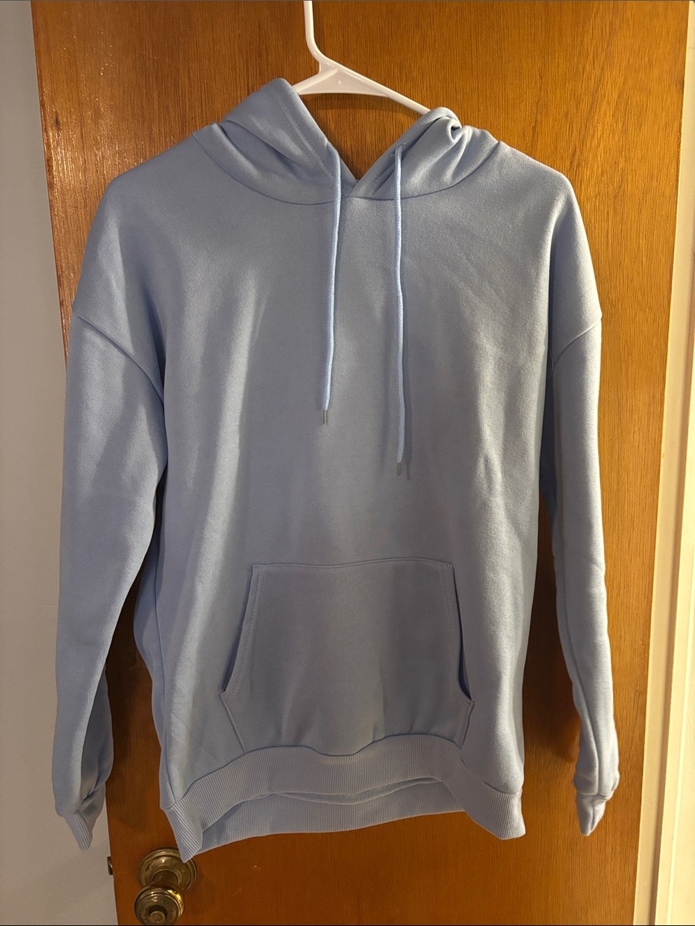 Men's Pale Blue Pullover Hoodie with Kangaroo Pocket